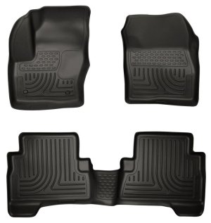 Ford Escape Floor Liners - Front + Rear - Husky Liners - WeatherBeater Combo - Black - 2013